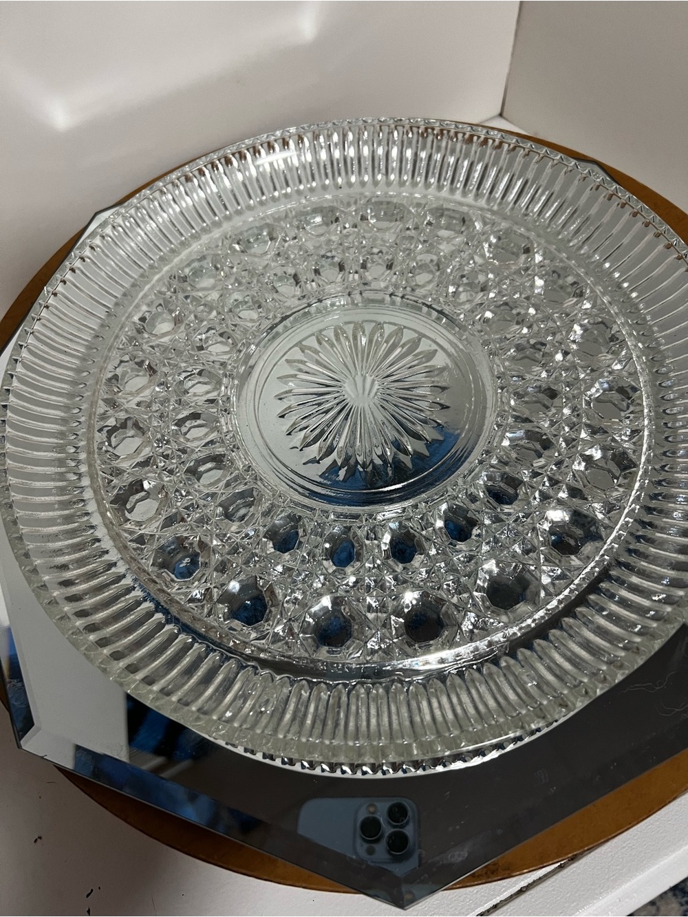 Clear Glass Decorative Serving Platter - Crystal-Style